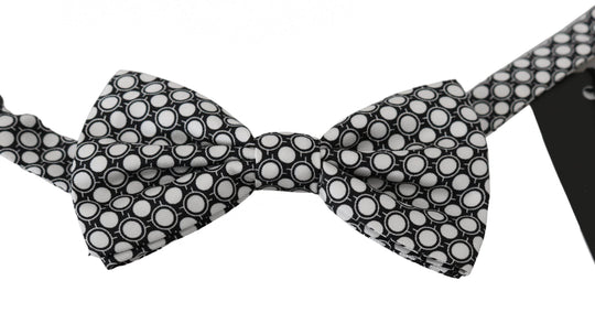 Dolce & Gabbana Elegante Schwarz-Weiß-Kreis Seidenfliege - Léoré