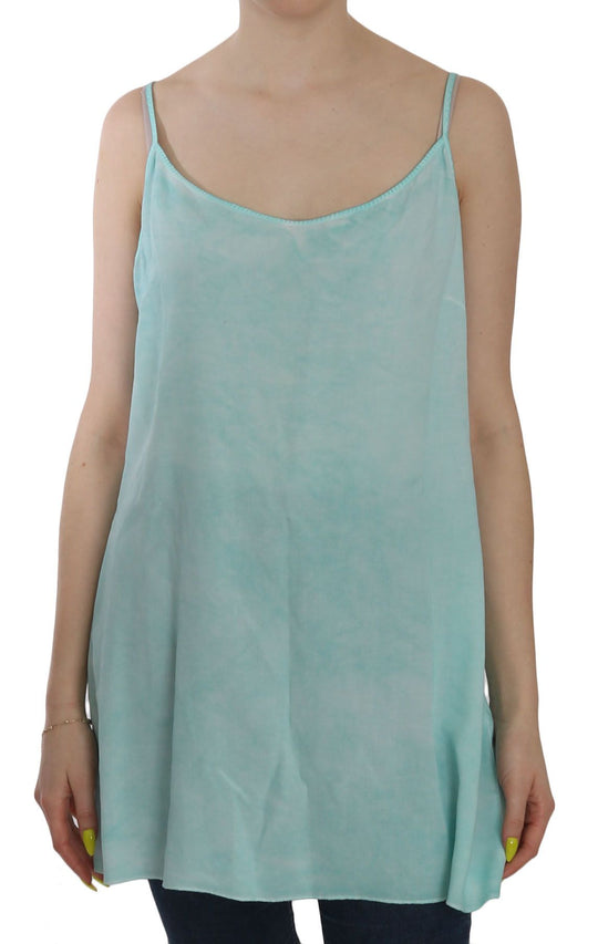 Ermanno Scervino Blaues ärmelloses Spaghettikleid Bluse