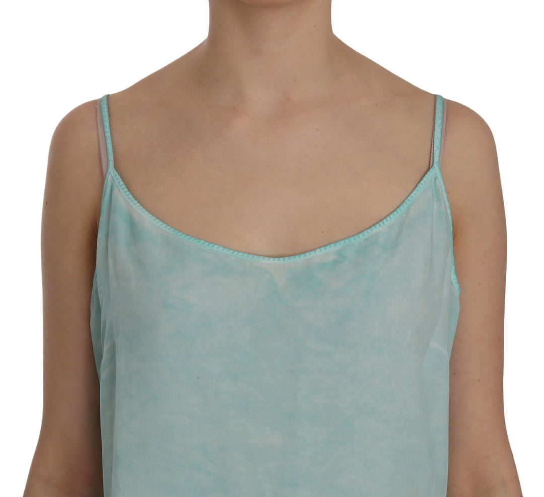 Ermanno Scervino Blaues ärmelloses Spaghettikleid Bluse