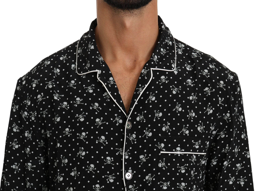 Dolce & Gabbana Elegantes Pyjamahemd aus Seide mit Totenkopfdruck - Léoré
