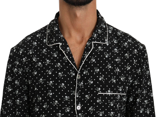 Dolce & Gabbana Elegantes Pyjamahemd aus Seide mit Totenkopfdruck - Léoré