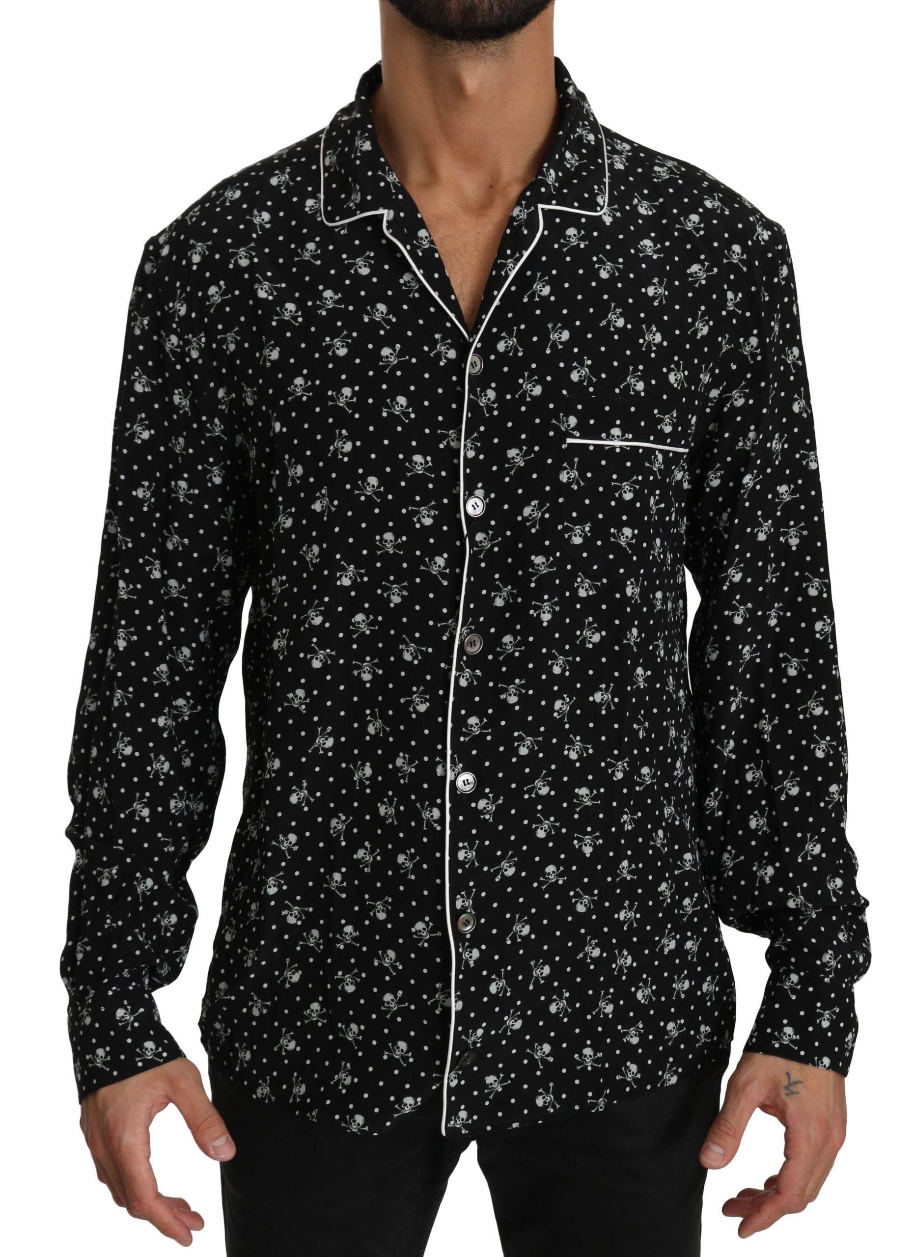 Dolce & Gabbana Elegantes Pyjamahemd aus Seide mit Totenkopfdruck - Léoré