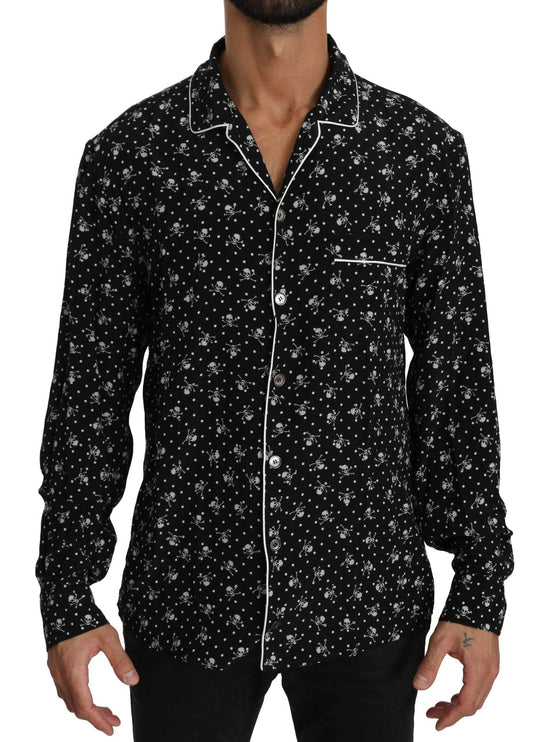 Dolce & Gabbana Elegantes Pyjamahemd aus Seide mit Totenkopfdruck - Léoré