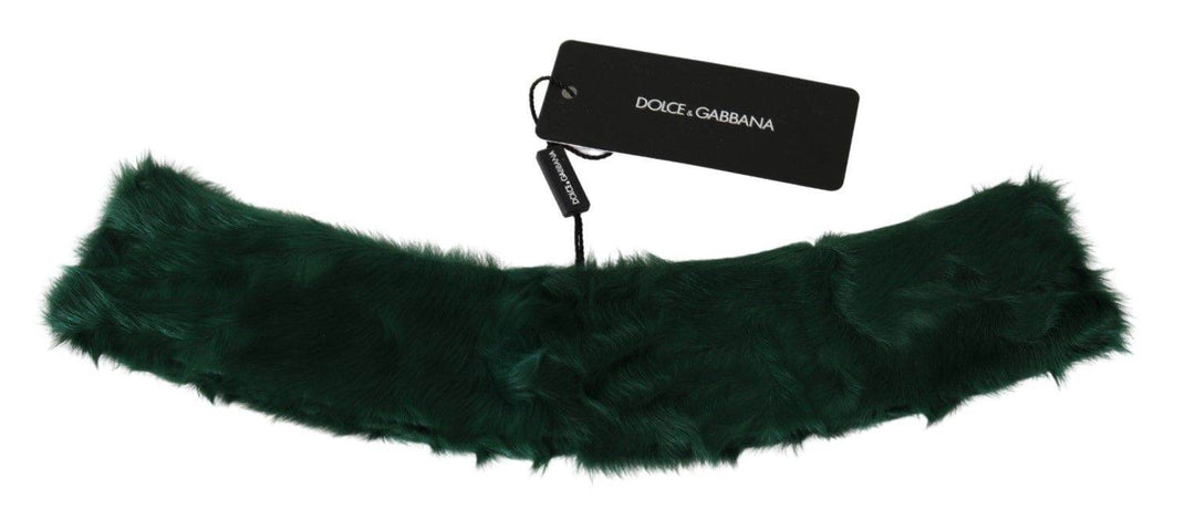 Dolce & Gabbana Luxuriöser grüner Lammfellschal für Frauen - Léoré