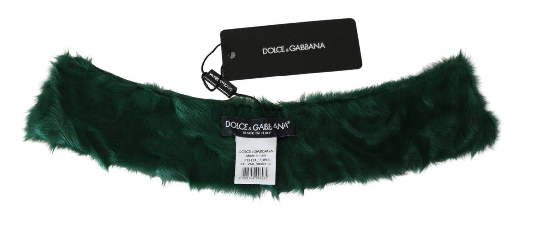 Dolce & Gabbana Luxuriöser grüner Lammfellschal für Frauen - Léoré