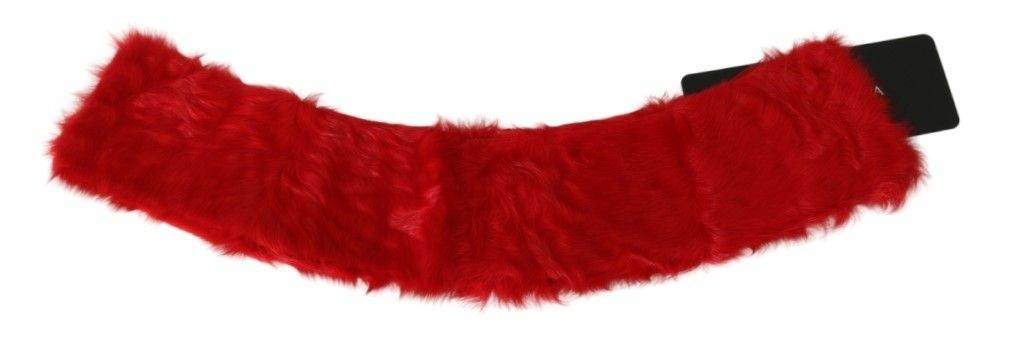 Dolce & Gabbana Eleganter roter Lammfellschal - Léoré
