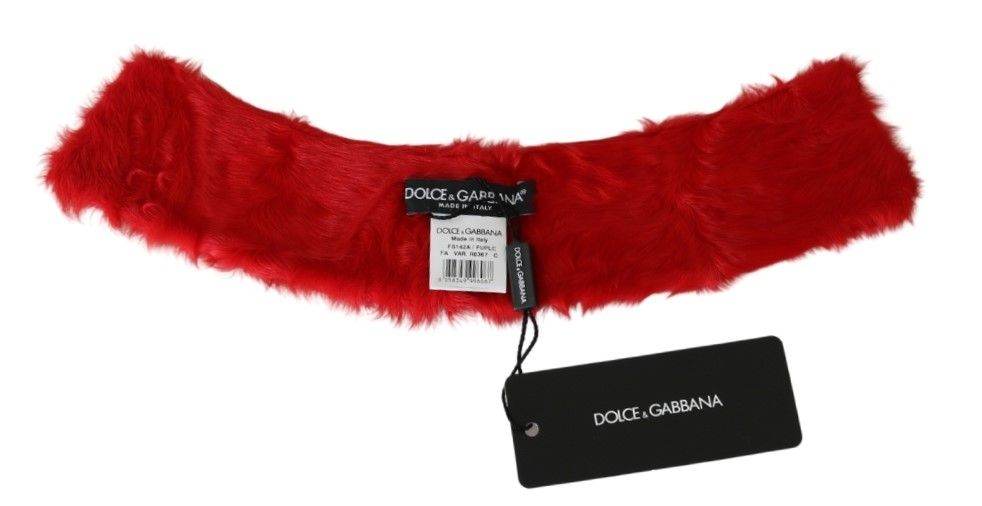Dolce & Gabbana Eleganter roter Lammfellschal - Léoré