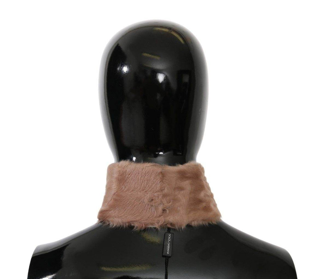 Dolce & Gabbana Eleganter beigefarbener Lammfellschal - Léoré