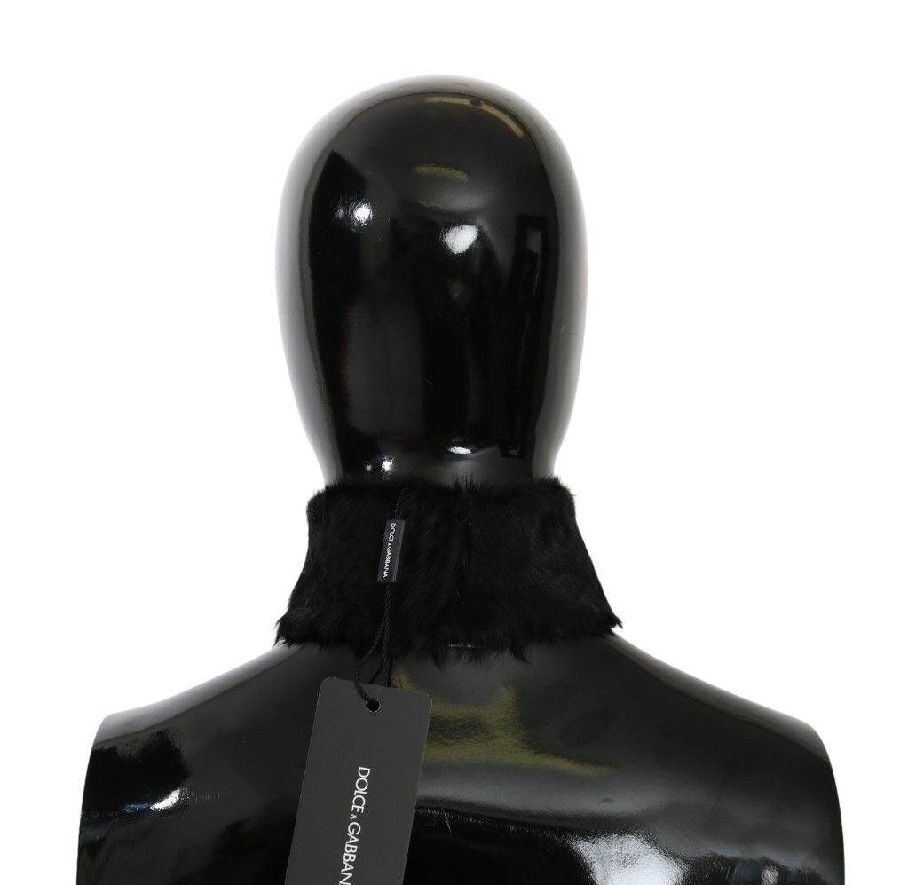 Dolce & Gabbana Elegantes schwarzes Lammfell-Tuch - Léoré
