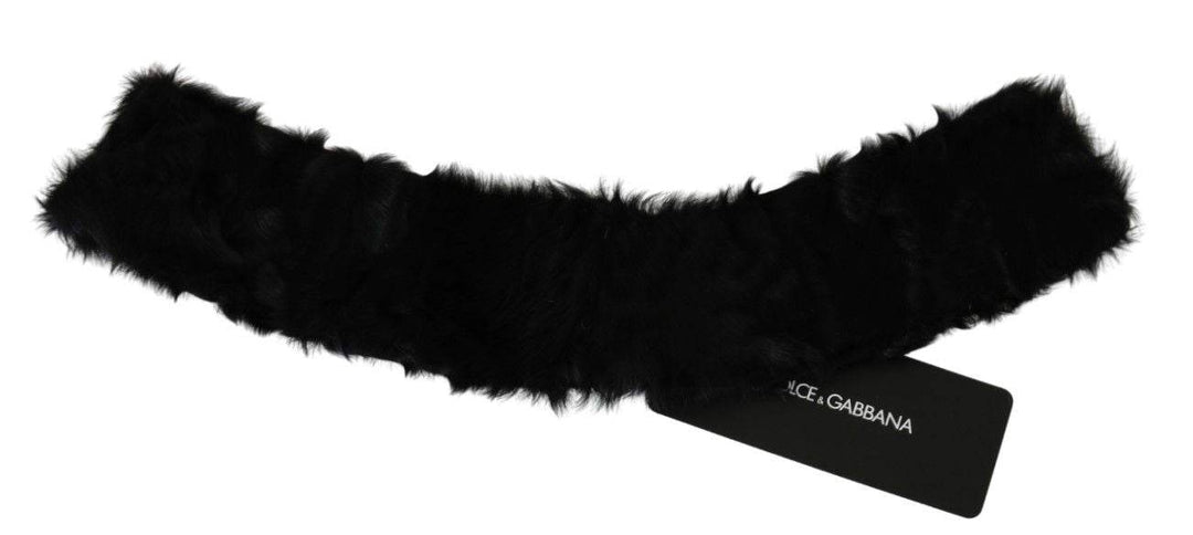 Dolce & Gabbana Elegantes schwarzes Lammfell-Tuch - Léoré