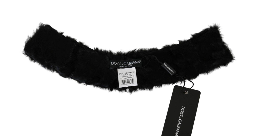 Dolce & Gabbana Elegantes schwarzes Lammfell-Tuch - Léoré