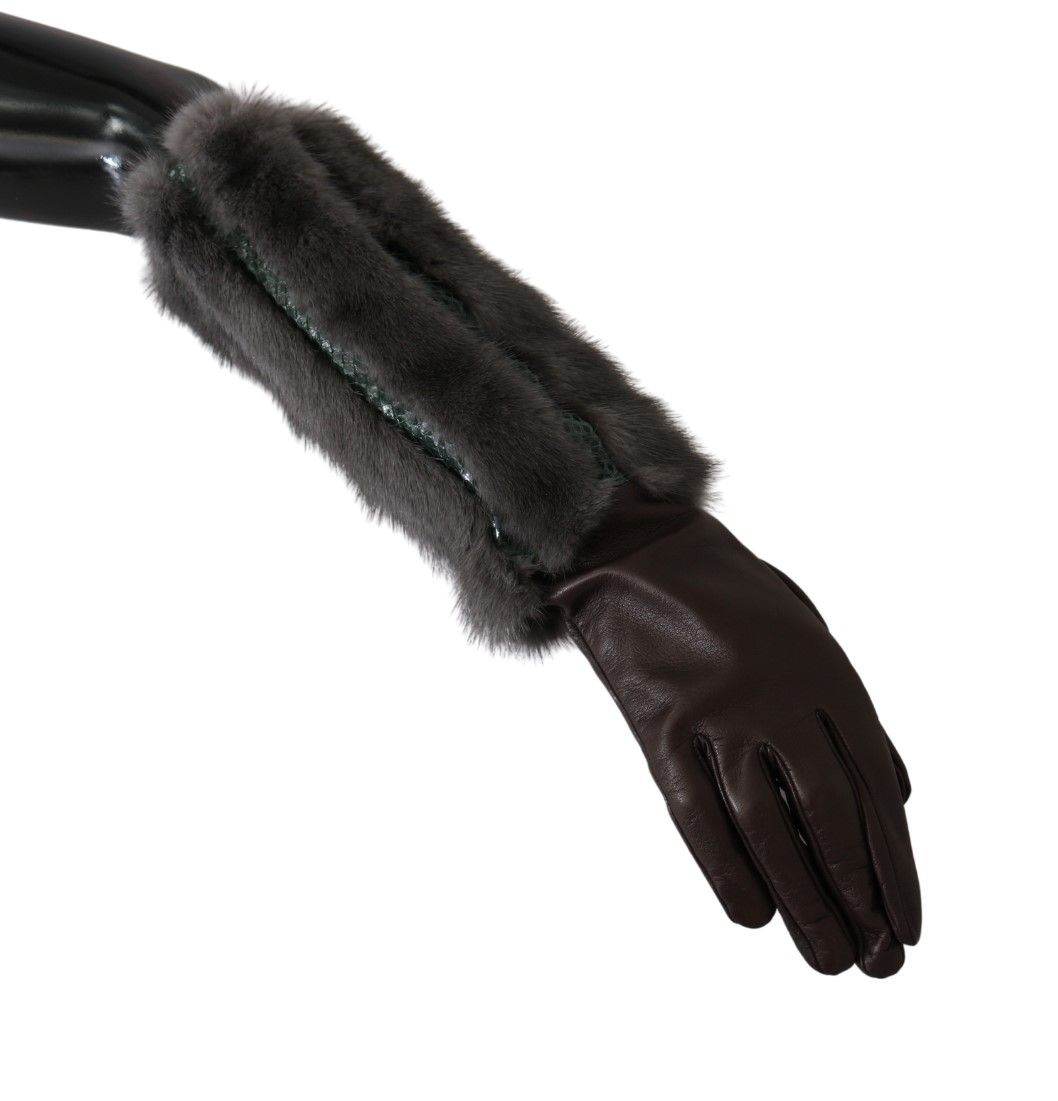 Dolce & Gabbana Elegante Mittelarm-Lederhandschuhe in Braun - Léoré
