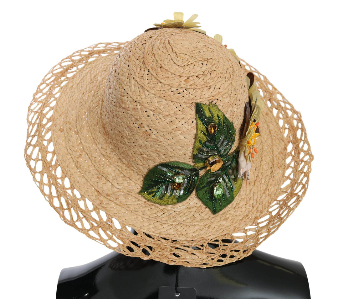 Dolce & Gabbana Eleganter Beigefarbener Floraler Eimerhut - Léoré
