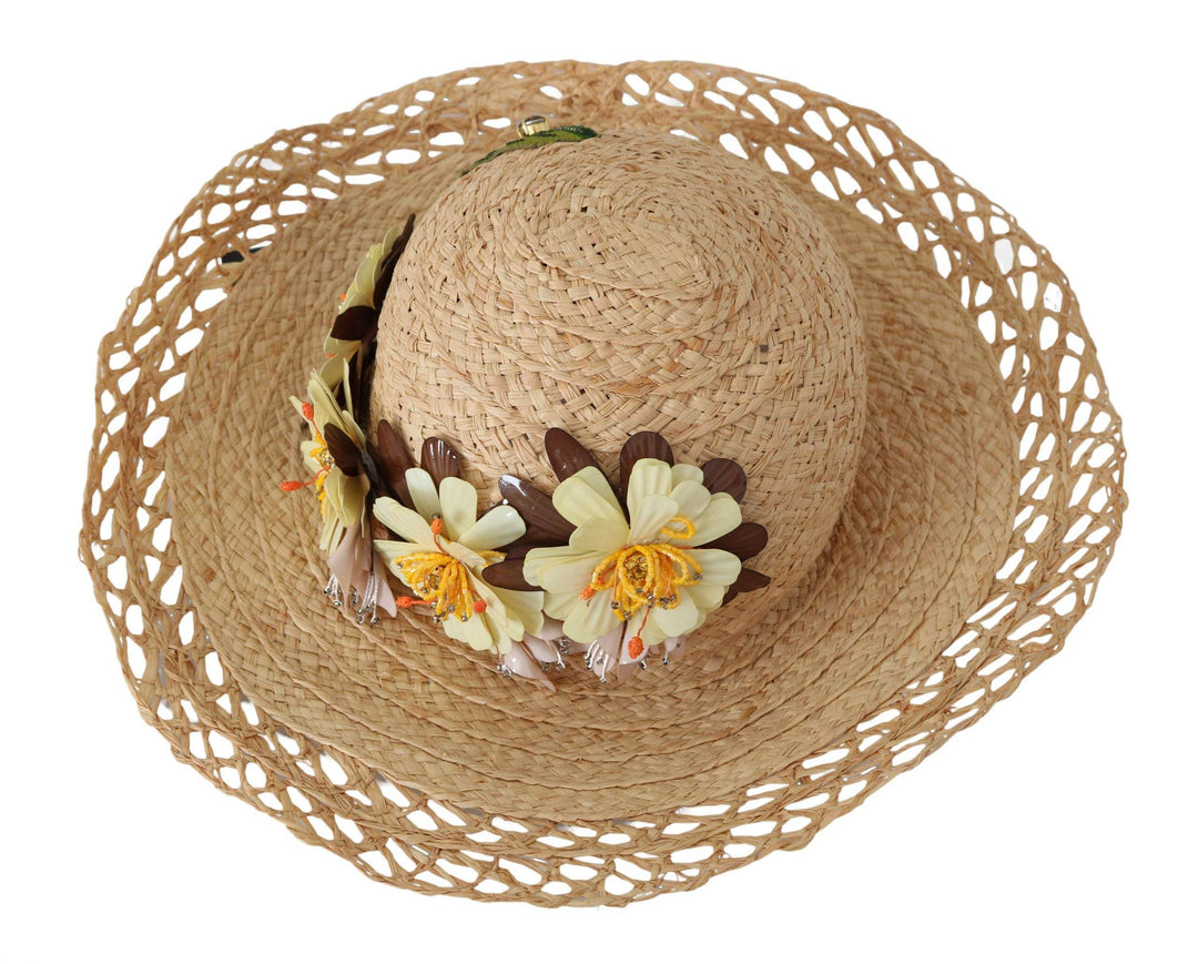 Dolce & Gabbana Eleganter Beigefarbener Floraler Eimerhut - Léoré