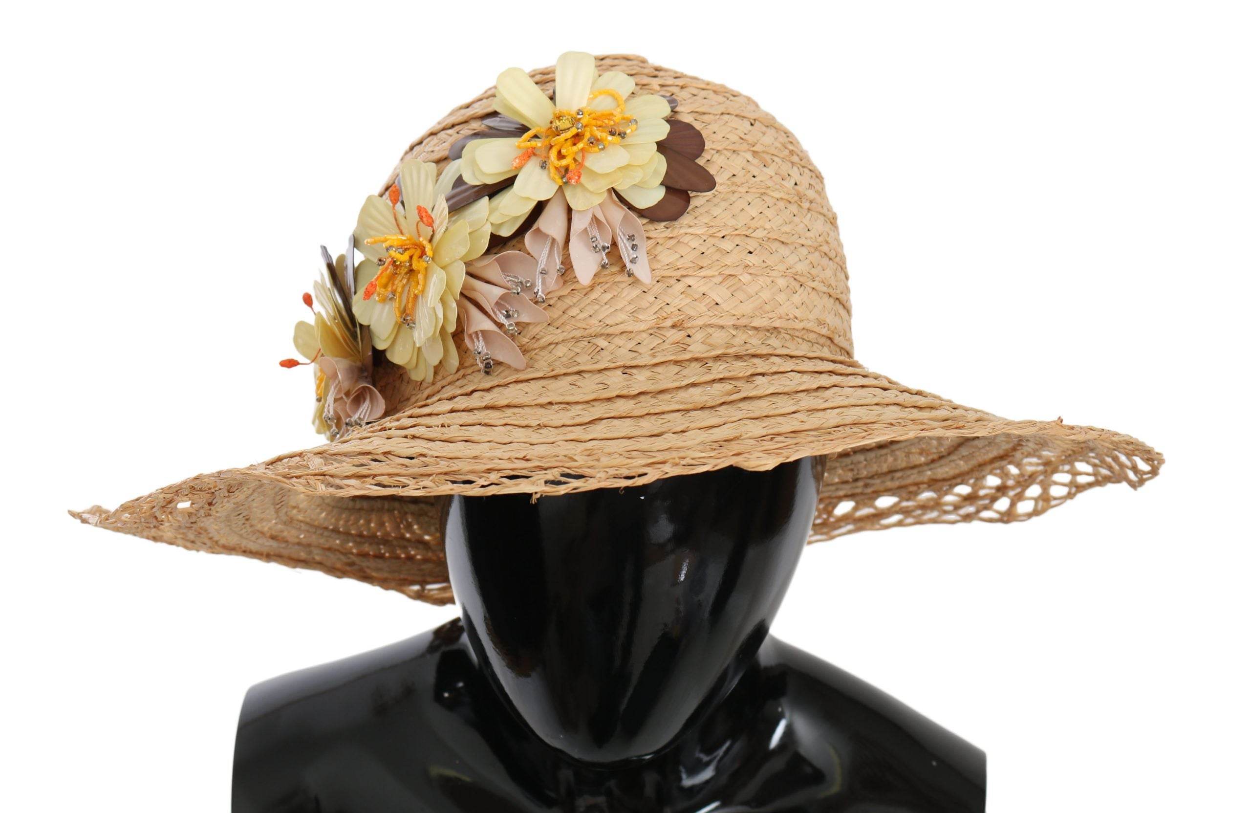 Dolce & Gabbana Eleganter Beigefarbener Floraler Eimerhut - Léoré
