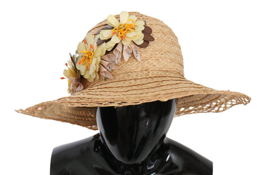 Dolce & Gabbana Eleganter Beigefarbener Floraler Eimerhut - Léoré