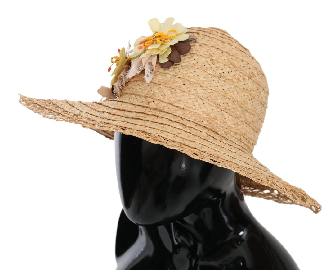 Dolce & Gabbana Eleganter Beigefarbener Floraler Eimerhut - Léoré