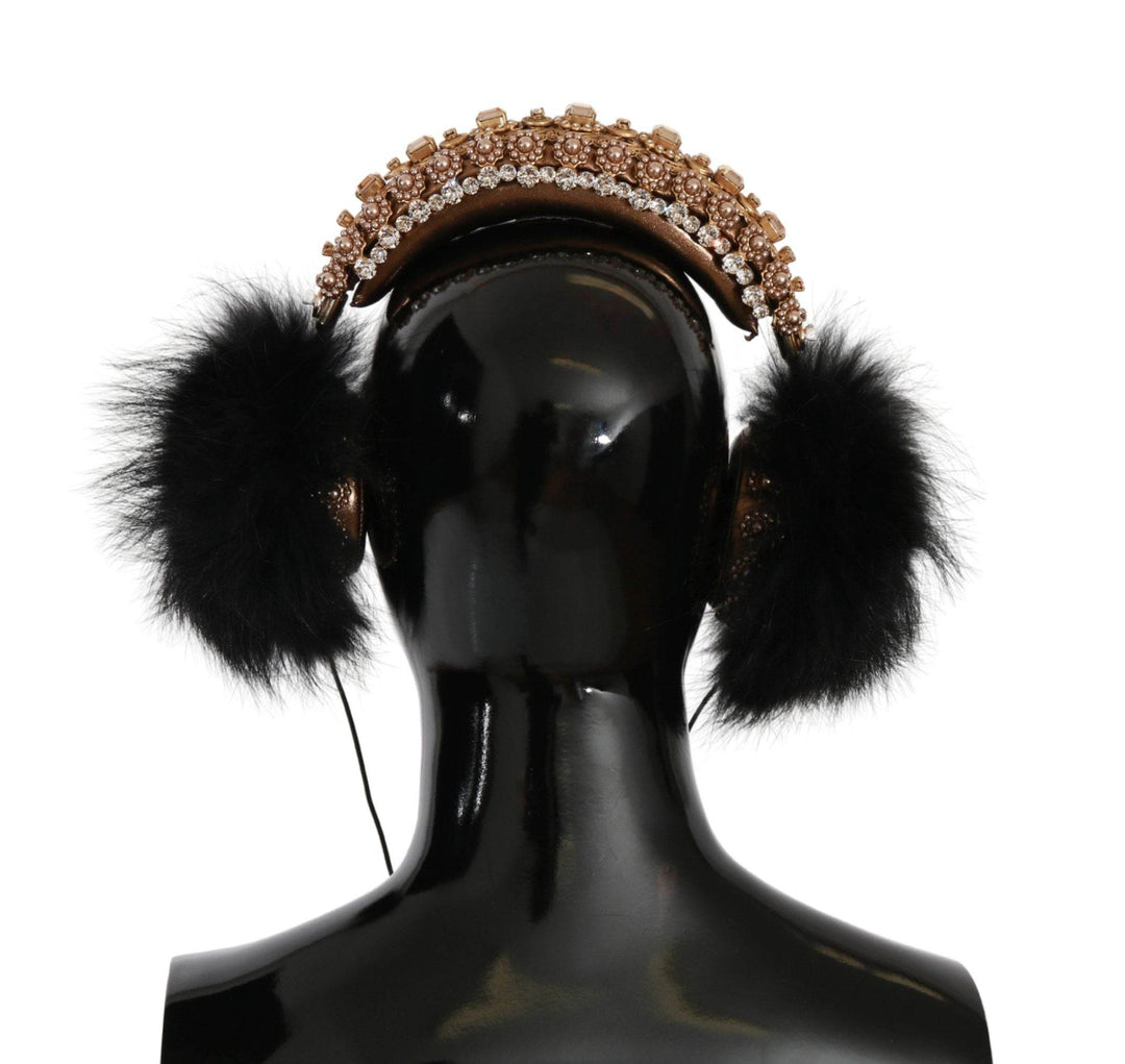 Dolce & Gabbana Kopfhörer mit Gold-Schwarz-Kristall-Verzierung - Léoré