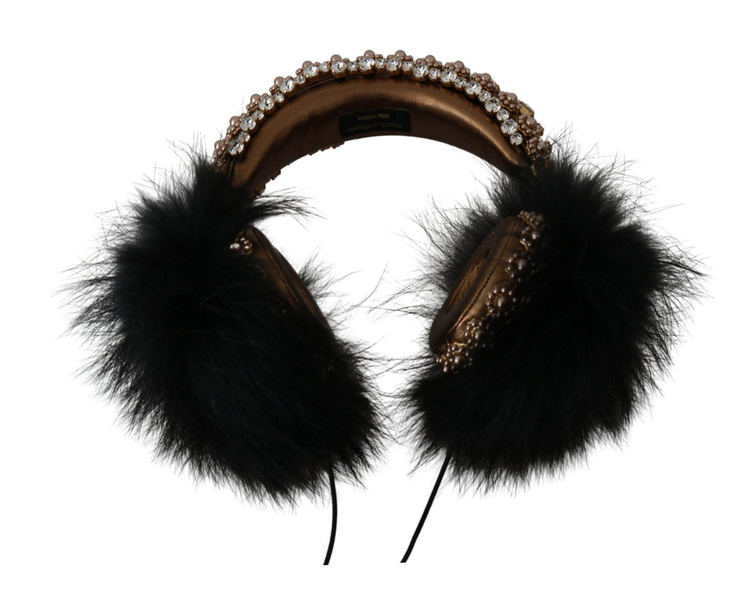 Dolce & Gabbana Kopfhörer mit Gold-Schwarz-Kristall-Verzierung - Léoré