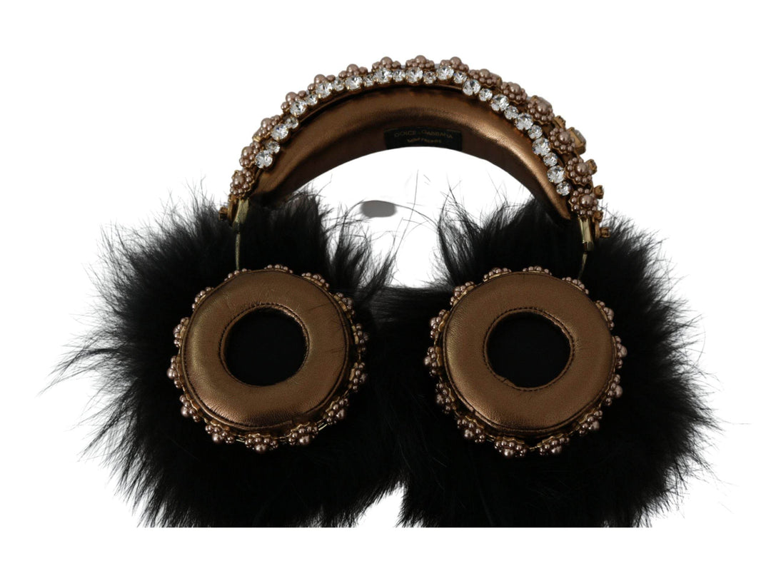 Dolce & Gabbana Kopfhörer mit Gold-Schwarz-Kristall-Verzierung - Léoré