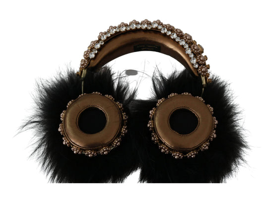 Dolce & Gabbana Kopfhörer mit Gold-Schwarz-Kristall-Verzierung - Léoré