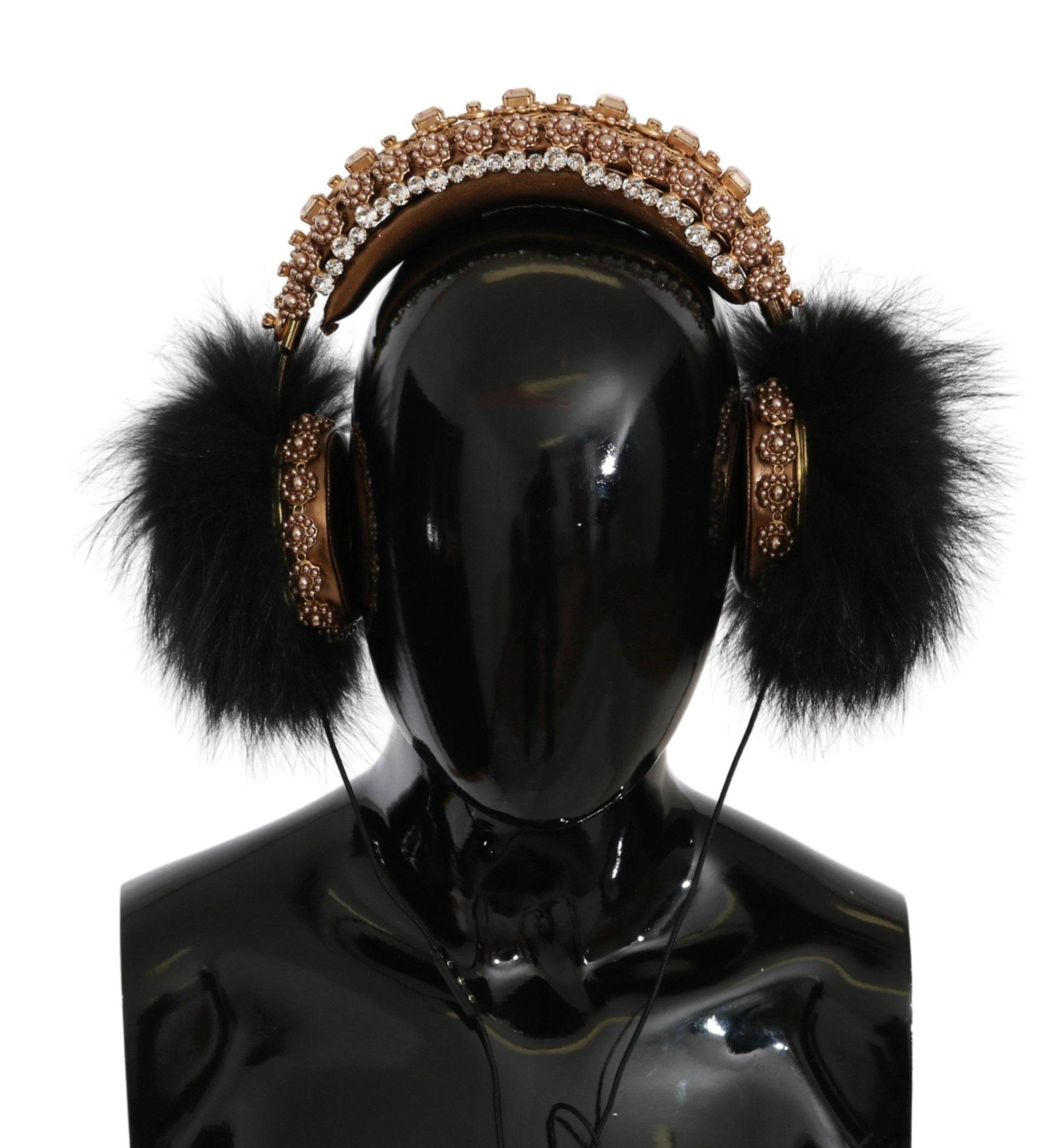 Dolce & Gabbana Kopfhörer mit Gold-Schwarz-Kristall-Verzierung - Léoré