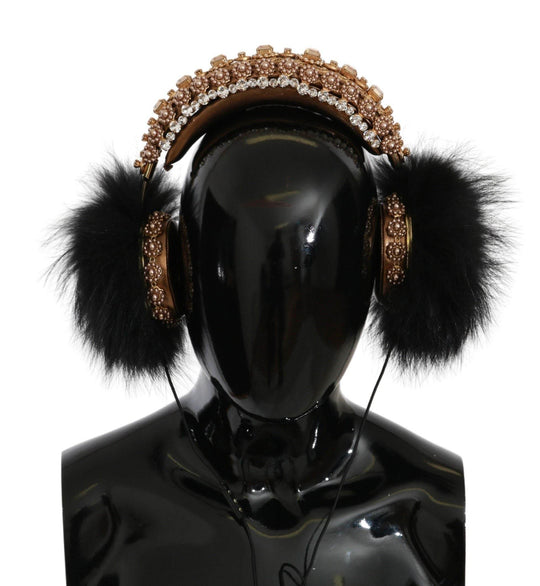 Dolce & Gabbana Kopfhörer mit Gold-Schwarz-Kristall-Verzierung - Léoré