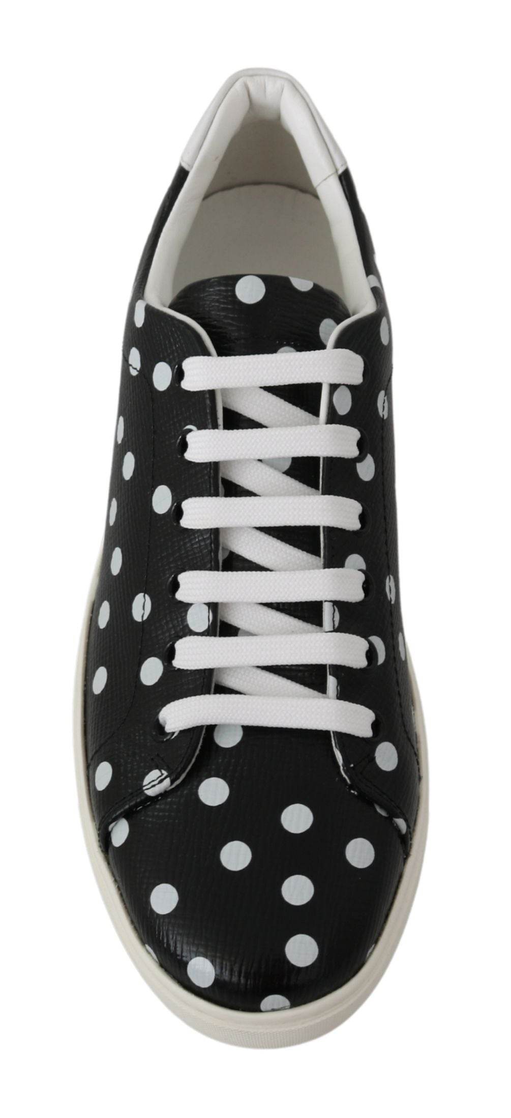 Dolce & Gabbana Schwarz gepunktete Leder-Sneakers - Léoré