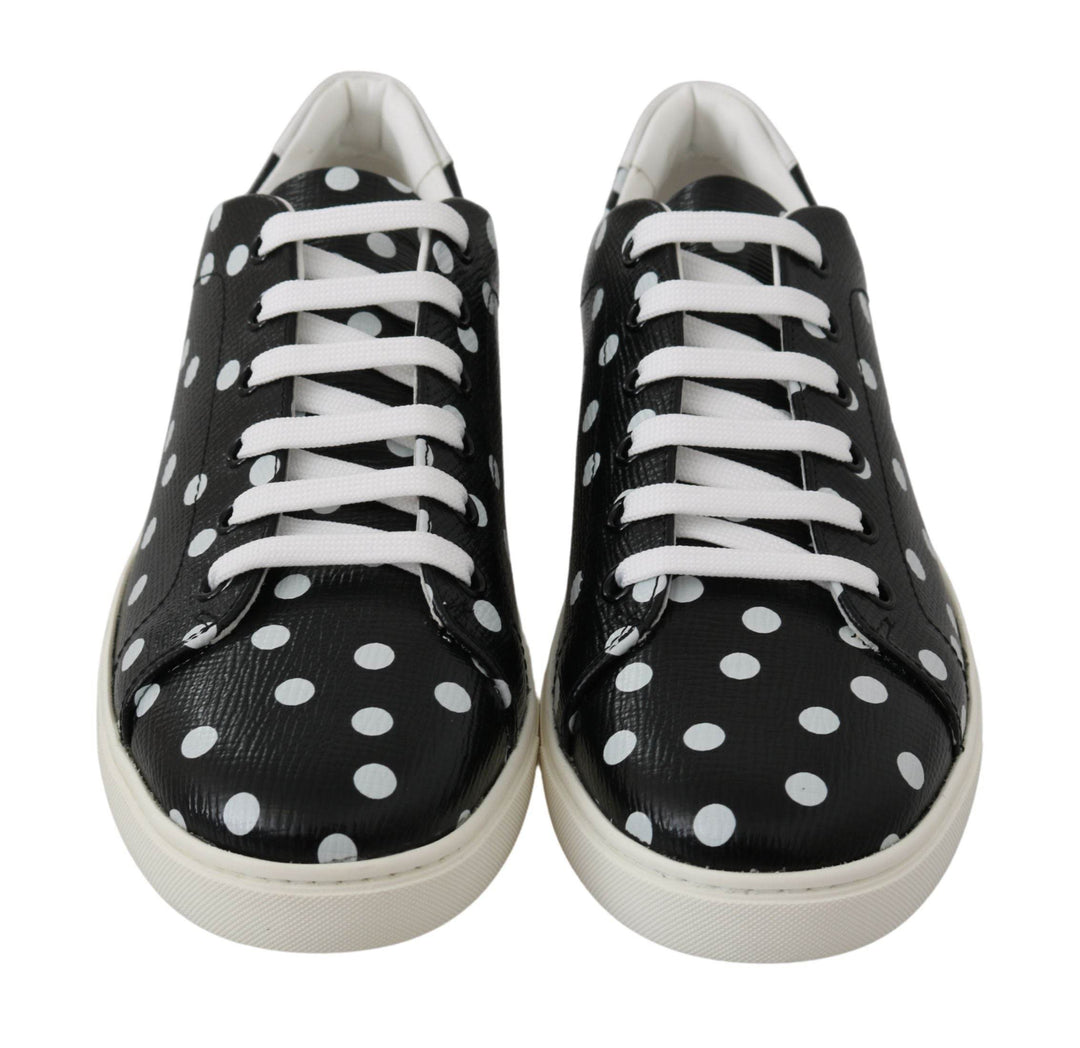 Dolce & Gabbana Schwarz gepunktete Leder-Sneakers - Léoré