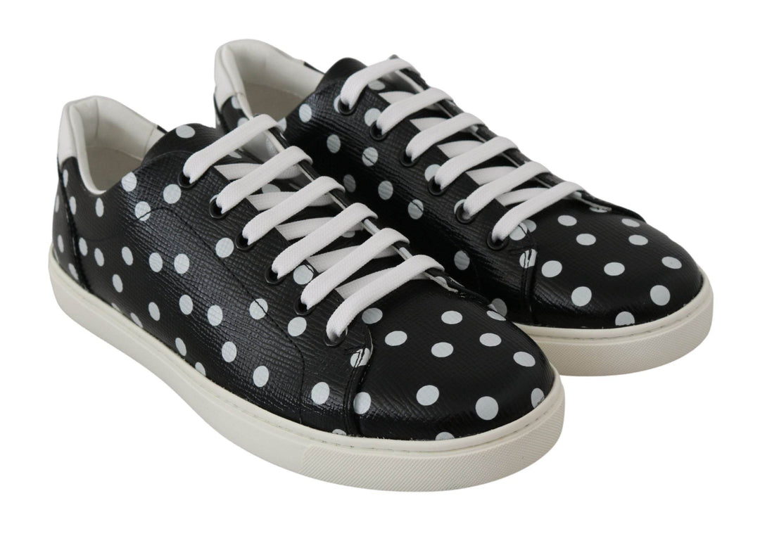 Dolce & Gabbana Schwarz gepunktete Leder-Sneakers - Léoré