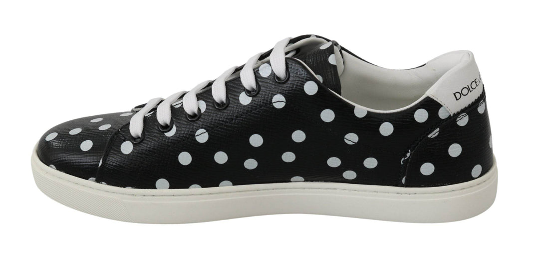 Dolce & Gabbana Schwarz gepunktete Leder-Sneakers - Léoré