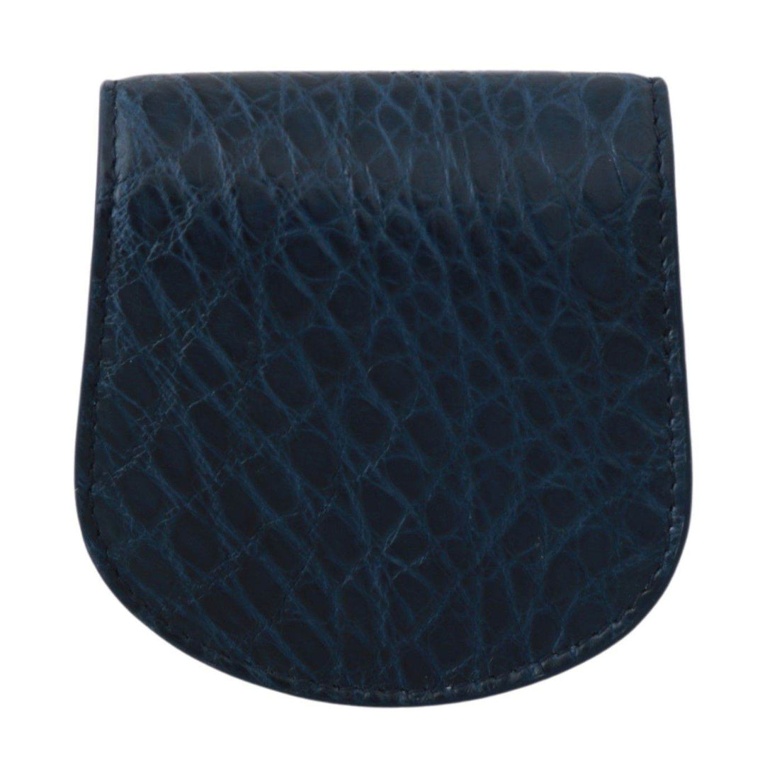 Dolce & Gabbana Elegantes blaues Caimano Leder Kondom Etui Brieftasche - Léoré