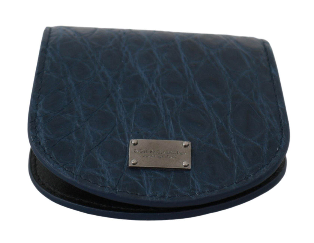 Dolce & Gabbana Elegantes blaues Caimano Leder Kondom Etui Brieftasche - Léoré