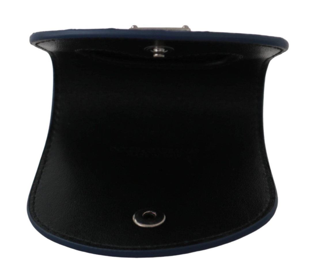 Dolce & Gabbana Elegantes blaues Caimano Leder Kondom Etui Brieftasche - Léoré