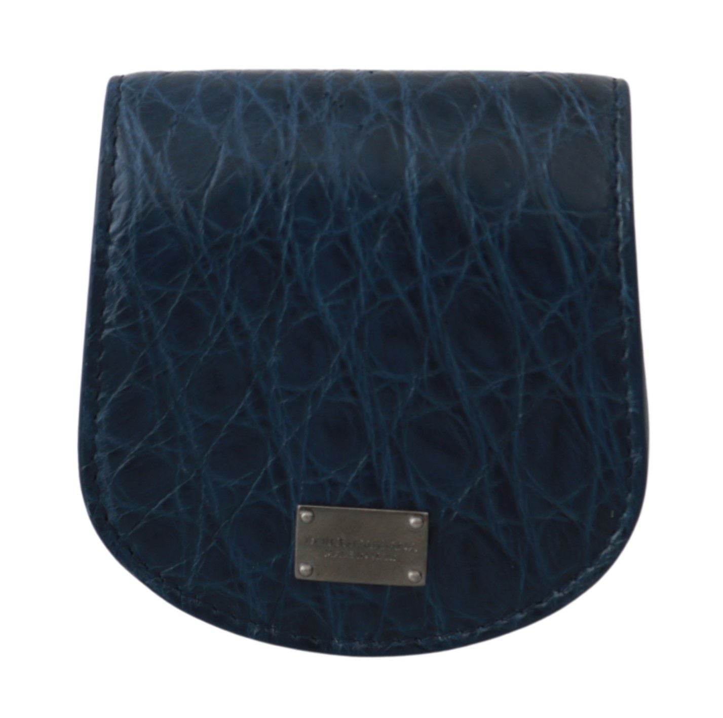 Dolce & Gabbana Elegantes blaues Caimano Leder Kondom Etui Brieftasche - Léoré