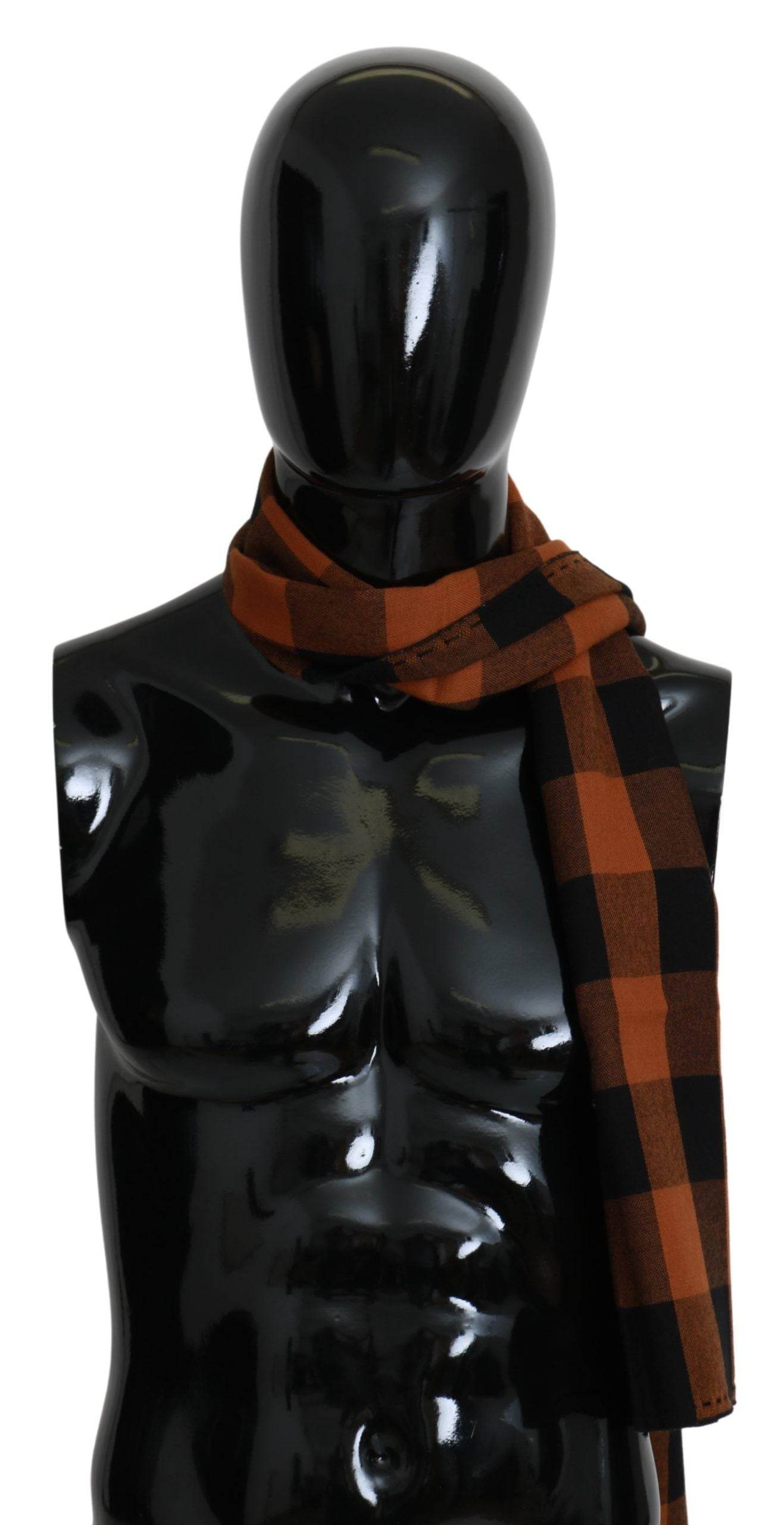 Costume National Schickes orangefarbenes Karo-Wollmischungstuch - Léoré