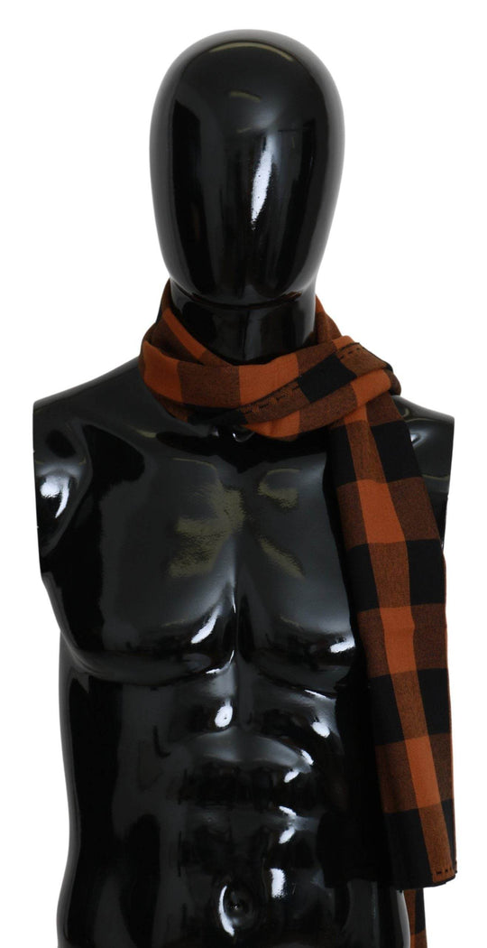 Costume National Schickes orangefarbenes Karo-Wollmischungstuch - Léoré