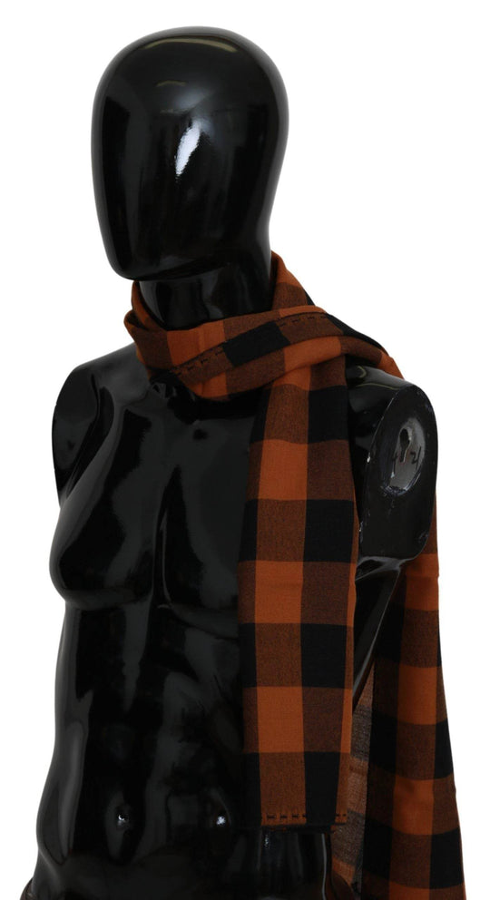 Costume National Schickes orangefarbenes Karo-Wollmischungstuch - Léoré