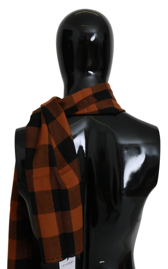 Costume National Schickes orangefarbenes Karo-Wollmischungstuch - Léoré