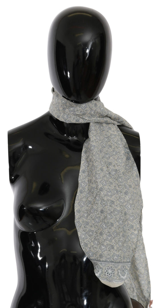 Ermanno Scervino Baumwolle Beige Blau Fantasy Print Schal