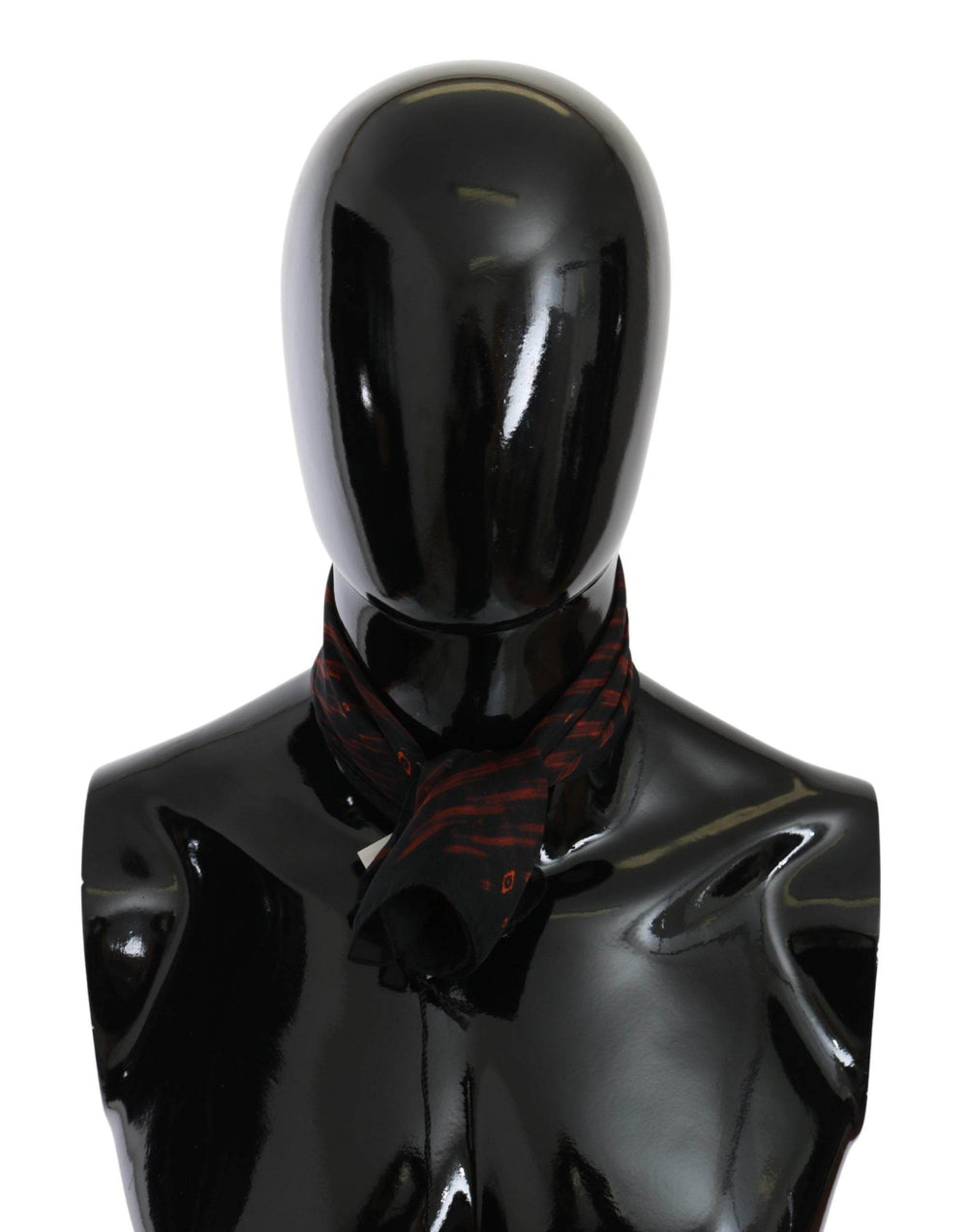 Costume National Eleganter Seidenschal Bandana Hut in Schwarz Orange - Léoré