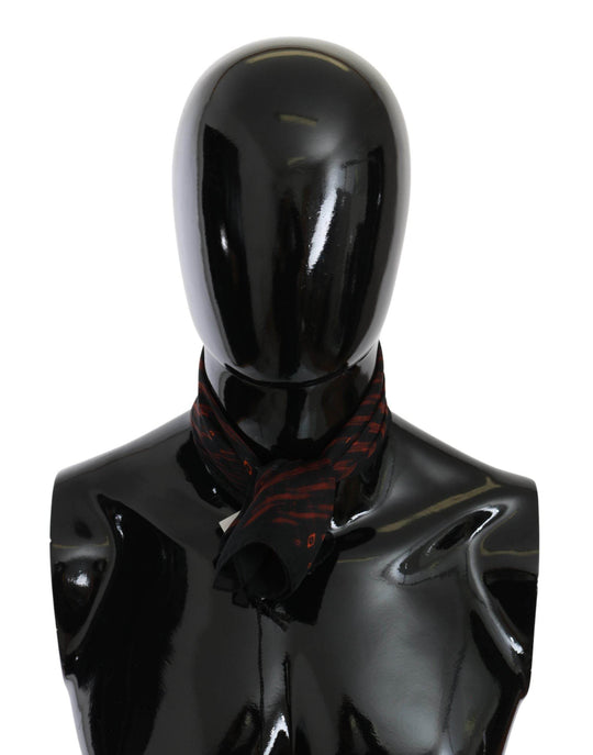Costume National Eleganter Seidenschal Bandana Hut in Schwarz Orange - Léoré