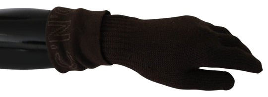 Costume National Elegante braune Strickhandschuhe - Léoré