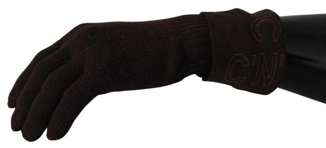 Costume National Elegante braune Strickhandschuhe - Léoré