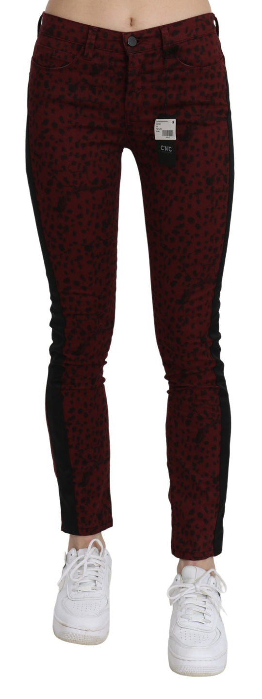Costume National Dunkelrote Slim Fit Jeans mit mittlerer Taille aus Baumwolle