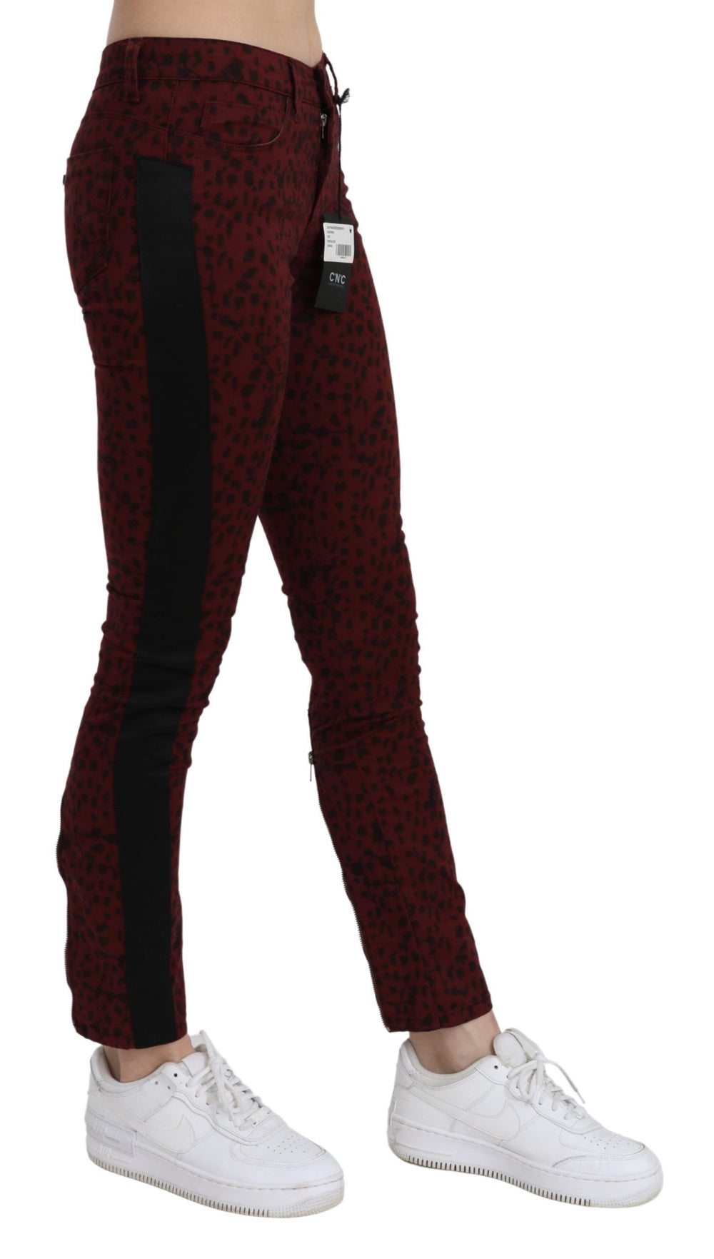Costume National Dunkelrote Slim Fit Jeans mit mittlerer Taille aus Baumwolle