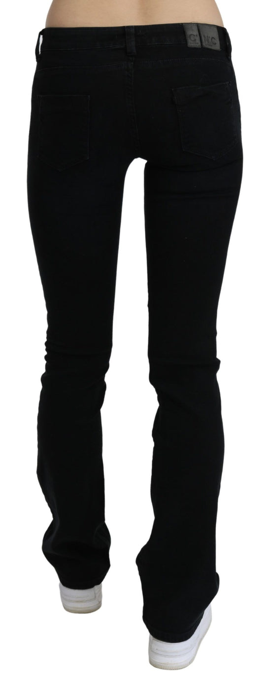 Costume National Schwarze Skinny-Jeans aus Baumwoll-Denim mit niedriger Taille