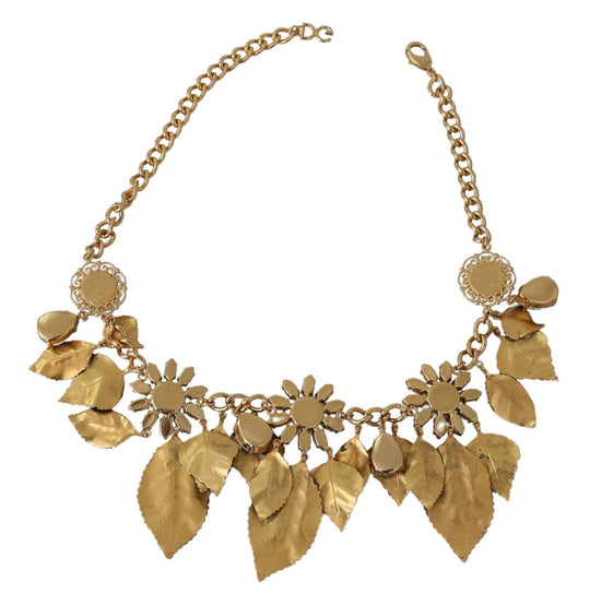 Dolce & Gabbana Elegante Kristall Charms Blätter Anhänger Halskette - Léoré