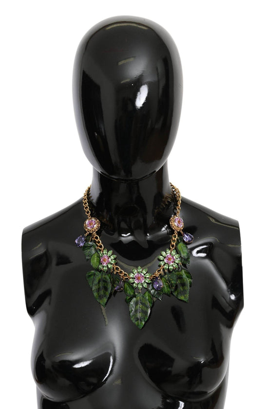 Dolce & Gabbana Elegante Kristall Charms Blätter Anhänger Halskette - Léoré