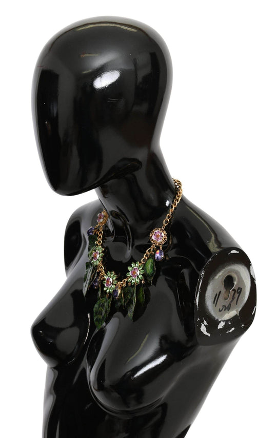 Dolce & Gabbana Elegante Kristall Charms Blätter Anhänger Halskette - Léoré
